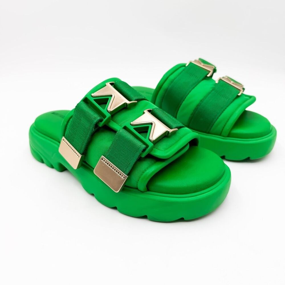 Bottega Veneta Flash Slide Sandals Green Platform Buckle Mules EU 38 US 8 - Picture 2 of 13